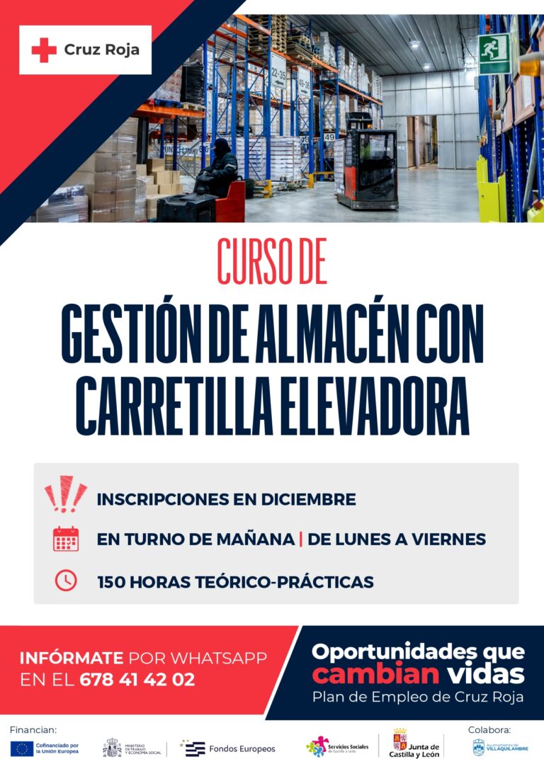 CURSO DE GESTIÓN DE ALMACÉN CON CARRETILLA ELEVADORA- Cruz Roja