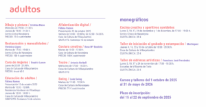 Actividades culturales adultos 2025/2026