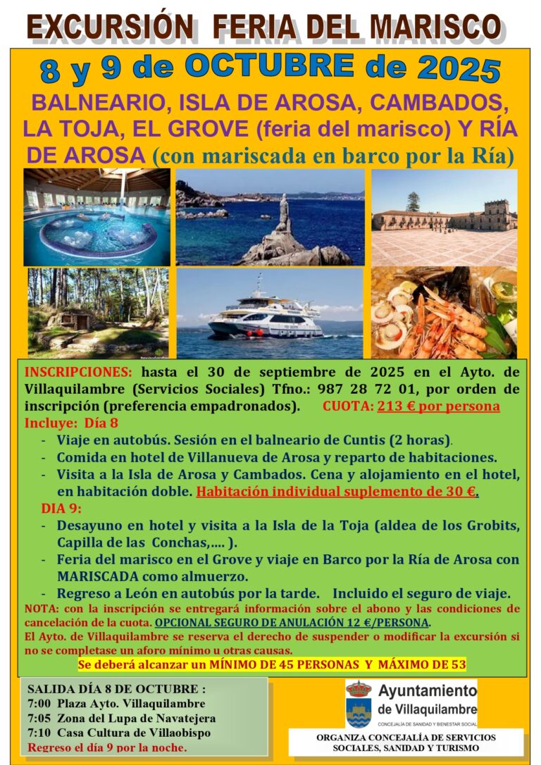EXCURSIÓN FERIA DEL MARISCO 8 Y 9 DE OCTUBRE