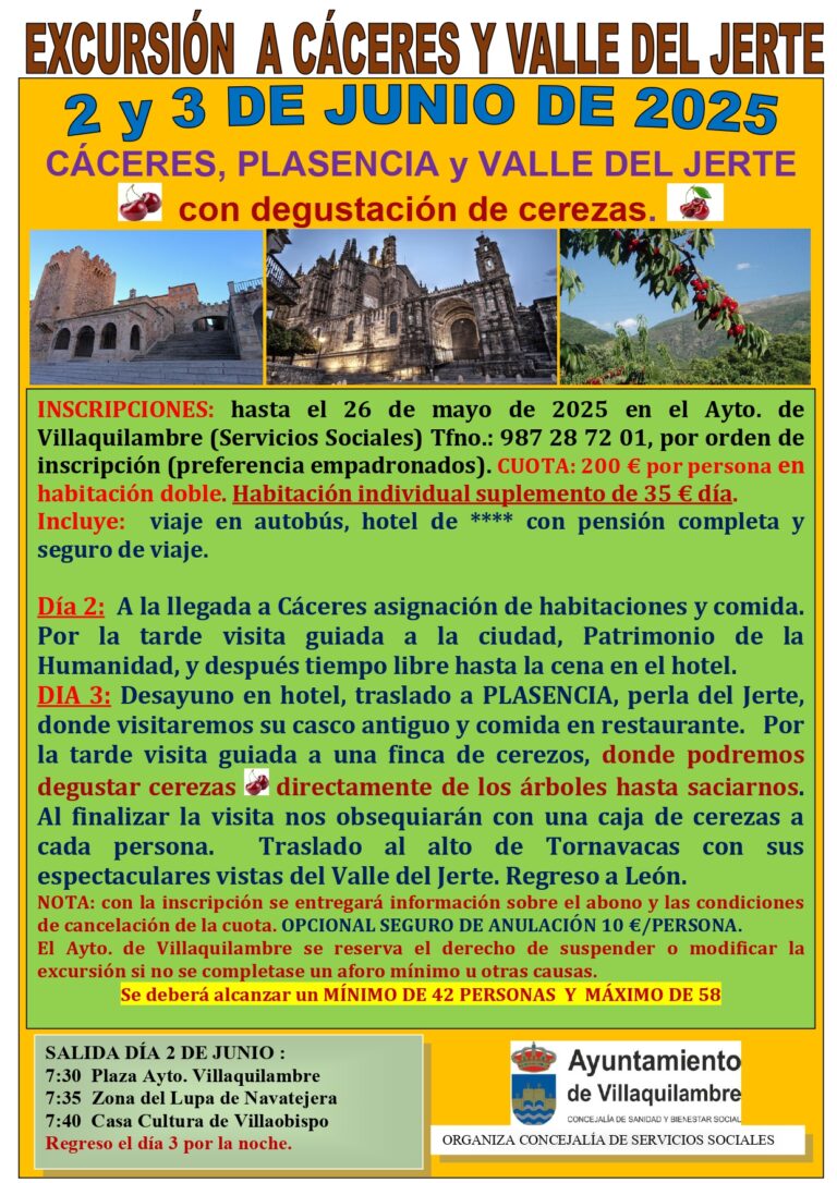 EXCURSIÓN VALLE DEL JERTE 2 Y 3 DE JUNIO