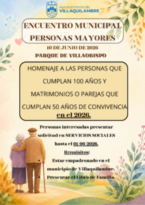 HOMENAJE A PERSONAS QUE CUMPLAN 100 AÑOS Y MATRIMONIOS QUE HAGAN 50 AÑOS DE CONVIVENCIA EN EL 2026.