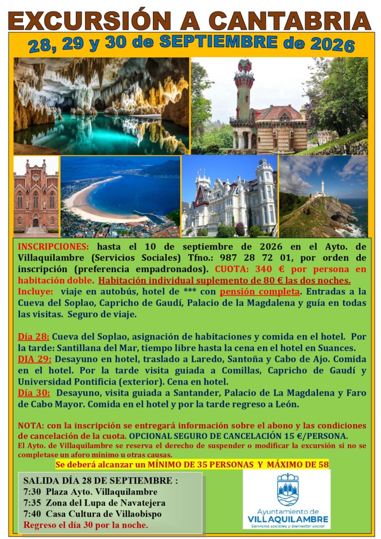 EXCURSIÓN CANTABRIA 28, 29 Y 30 DE SEPTIEMBRE