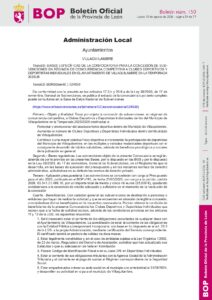 SUBVENCIONES CLUBES DEPORTIVOS Y DEPORTISTAS INDIVIDUALES TEMPORADA 2025-26 AYUNTAMIENTO DE VILLAQUILAMBRE